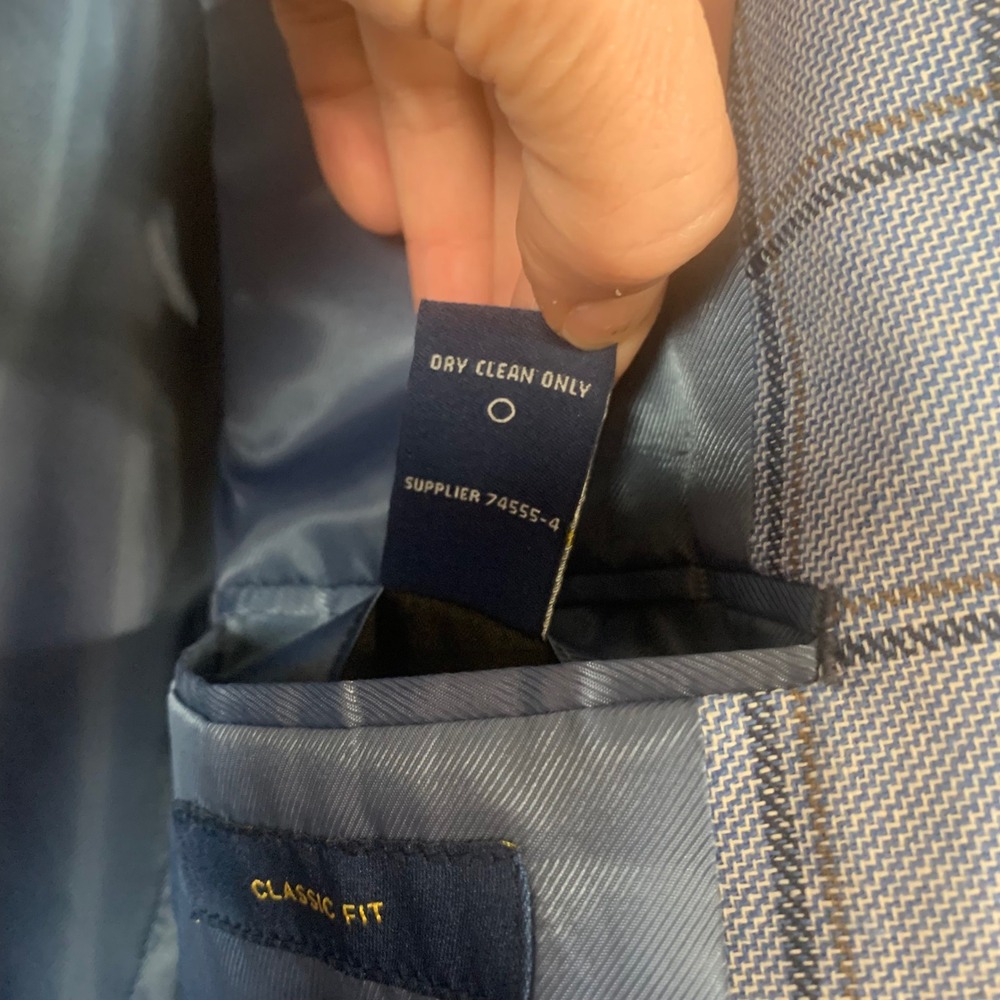 Stafford Classic Fit Linen Blend Blue Windowpane Blazer Size 46Reg - Picture 10 of 12